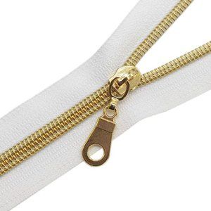 Gold and White Zipper for Crafting or Sewing